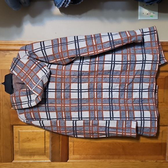 Anthropologie Field Flower Wool Plaid Open Sweater Hooded Coat - Picture 7 of 12